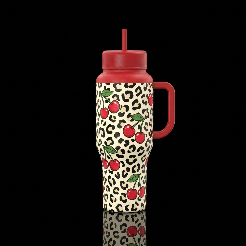 Leopard print background on a Black Bottle,  with ... water bottle design