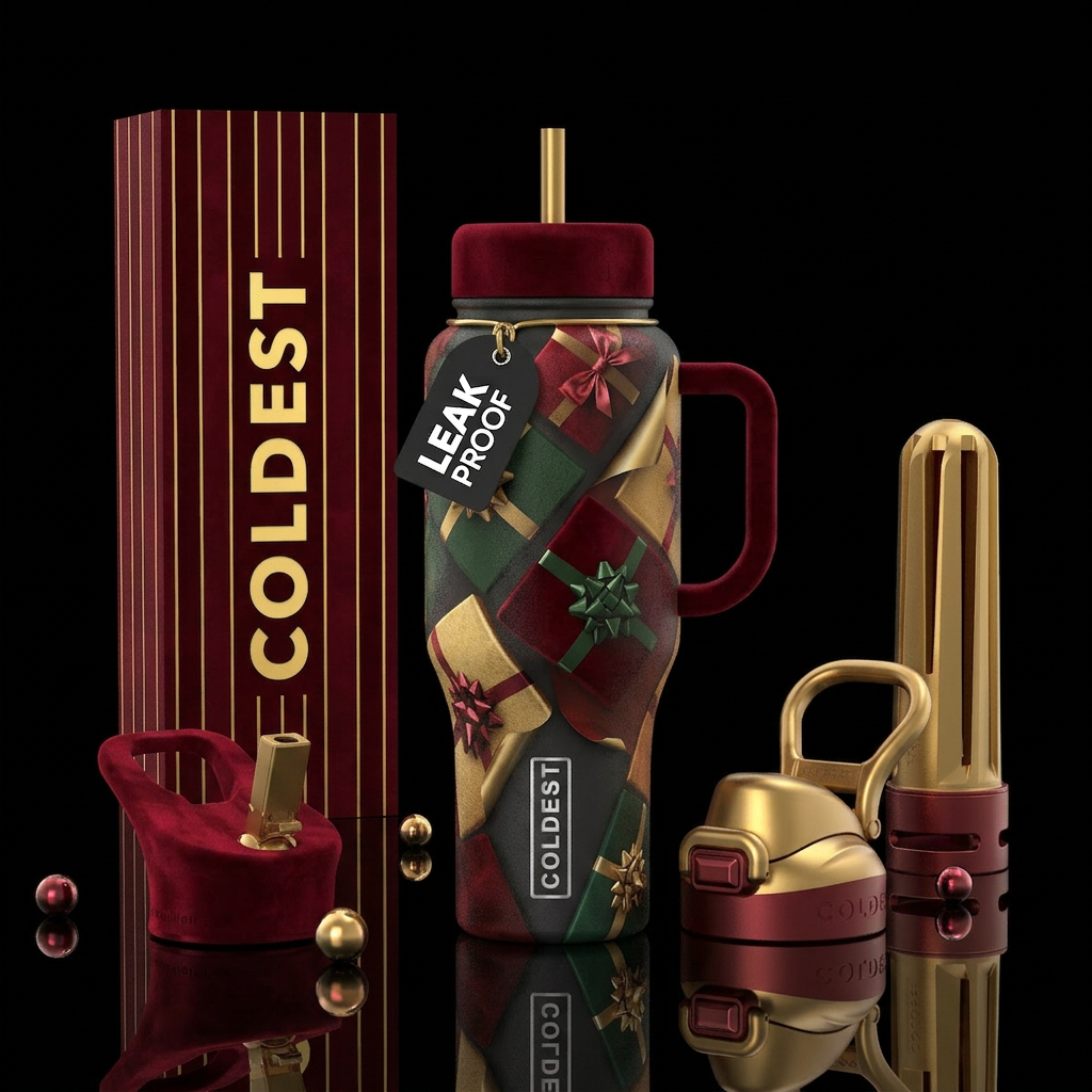 Black bottle  matte , with it being a Christmas pr... water bottle design