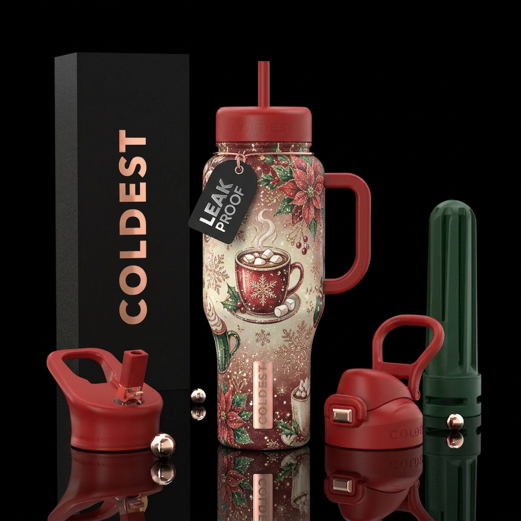 Hot cocoa,  winter wonderland,  Christmas vibe ,, ... water bottle design