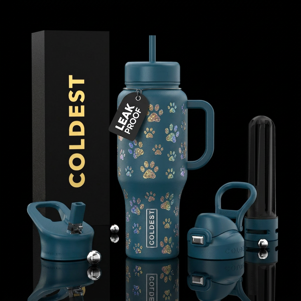 Dog and cat nose print , enchanted,  sparkly water bottle design