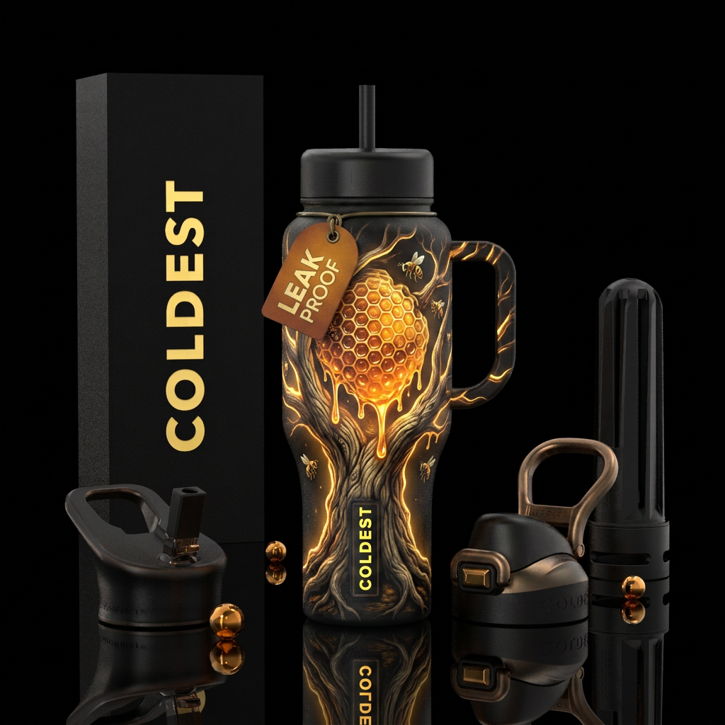Tree with a honey comb in it, with the honey comb ... water bottle design