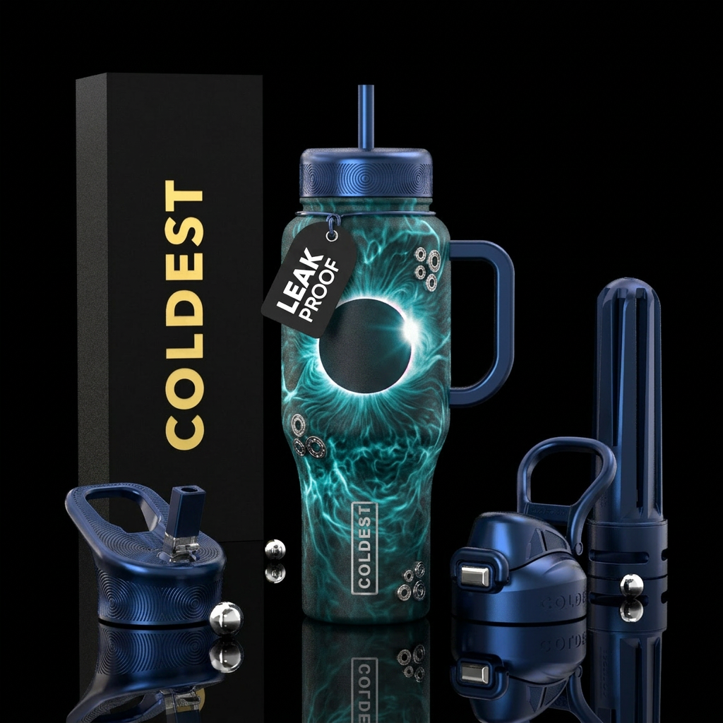 Solar eclipse, glowie water bottle design