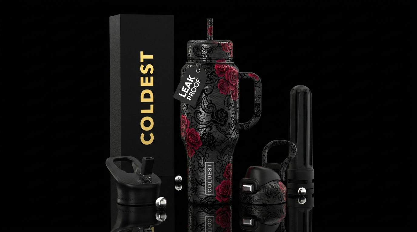 Roses,  Gothic, black bottle,  lace water bottle design