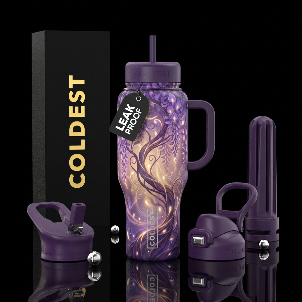 tranquil, wisteria, glowie, fantasy water bottle design