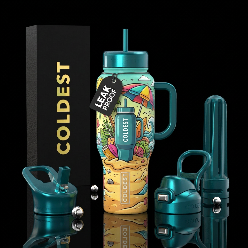 Beach time water bottle design