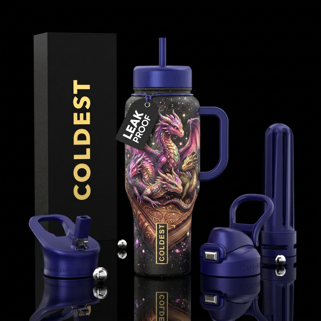 Dragons coming out of a book., fantasy, beautiul,,... water bottle design