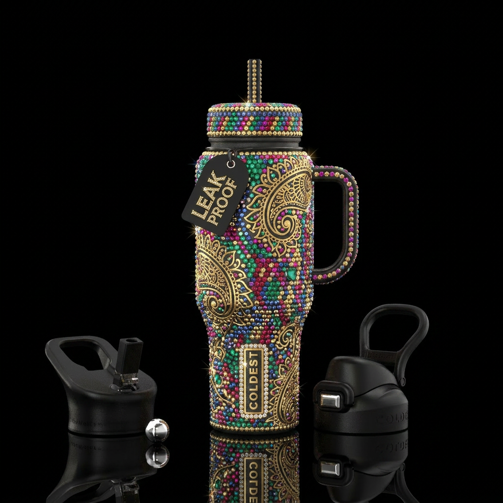 bollywood, beautiul, sparkly water bottle design