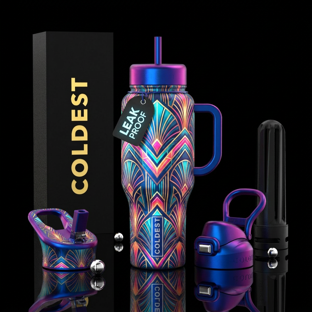 glowie, beautiul, art deco era water bottle design