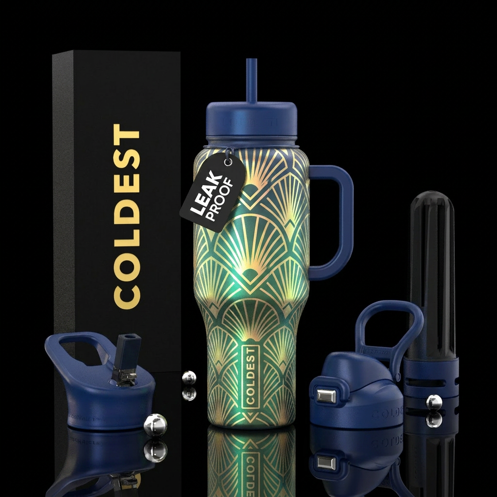 glowie, beautiul, art deco era water bottle design