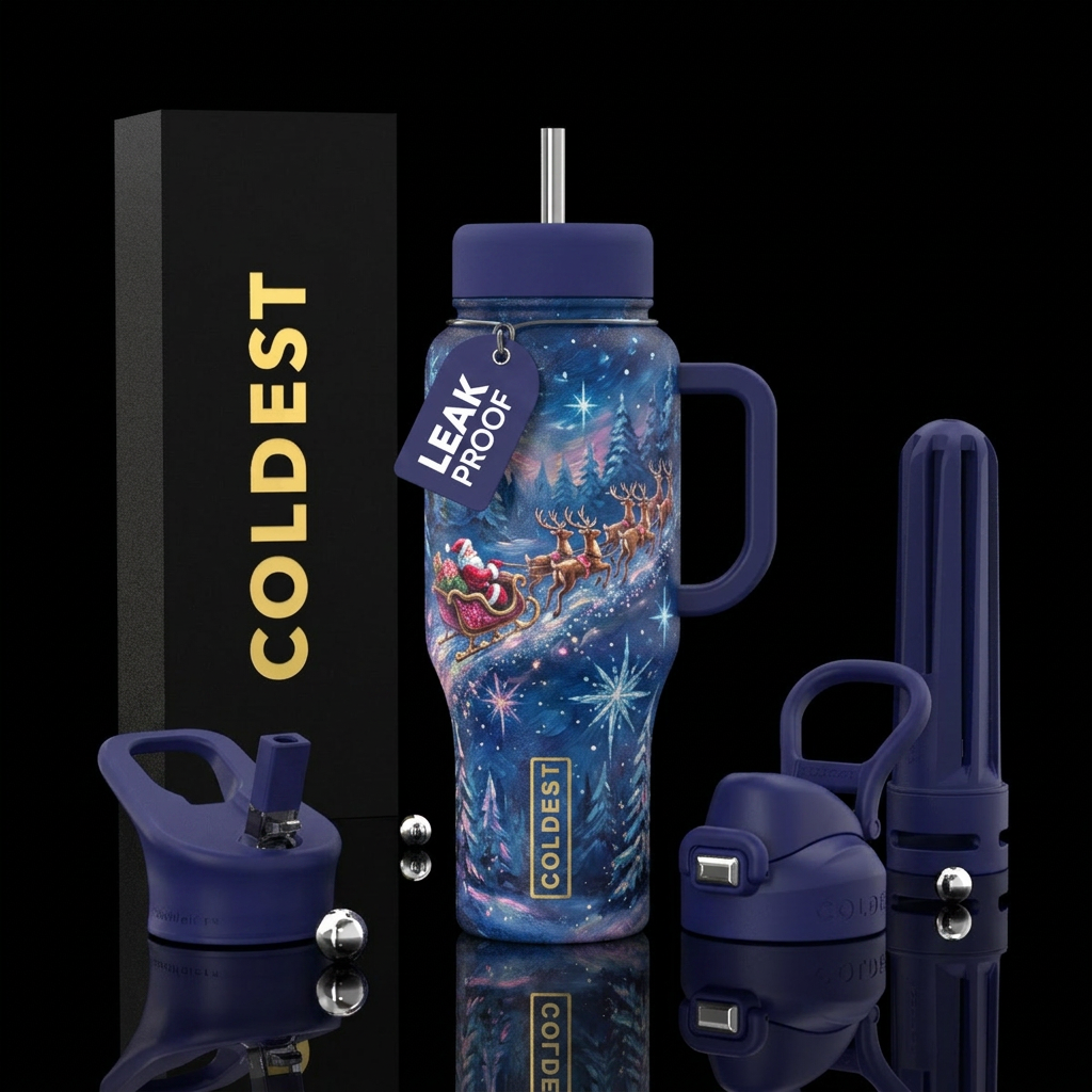 Christmas night water bottle design
