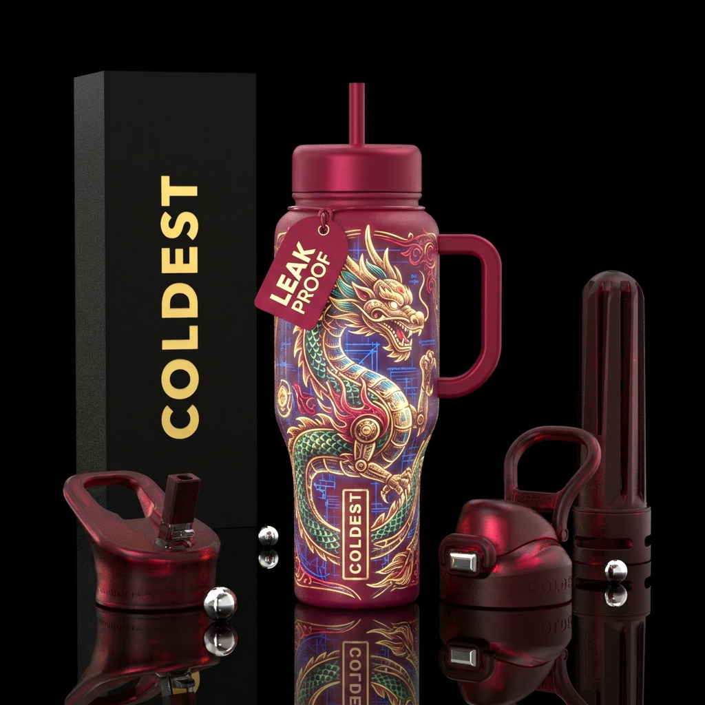 japanese dragons puppets,  beautiul,, fantasy, glo... water bottle design