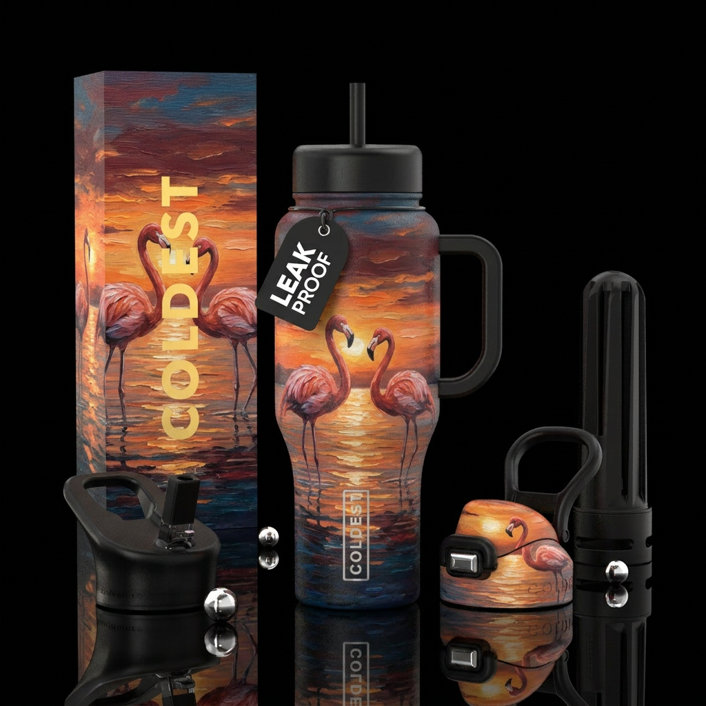 Summer sunset water bottle design