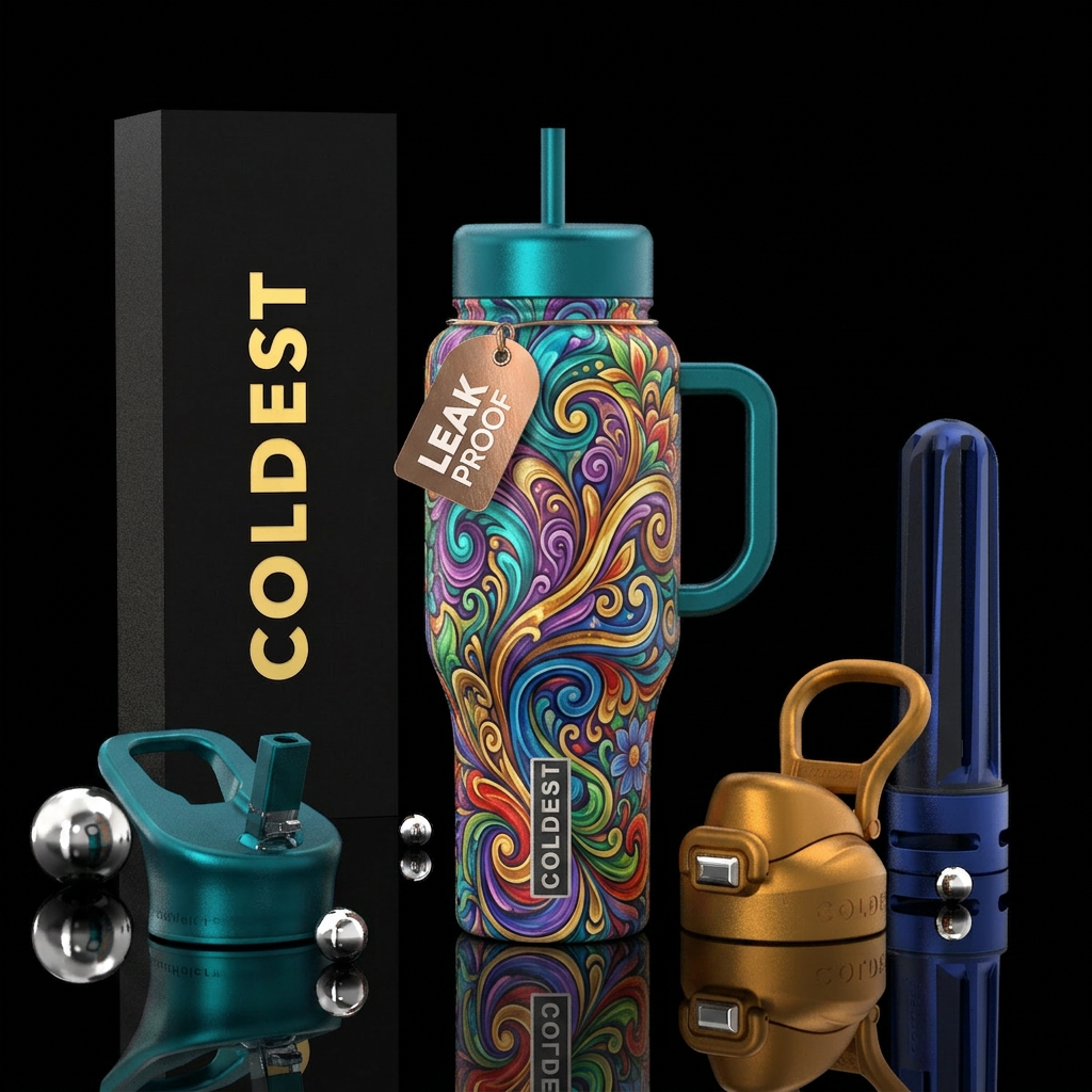 indian, vibrant, abstract, swirls, beautiul water bottle design