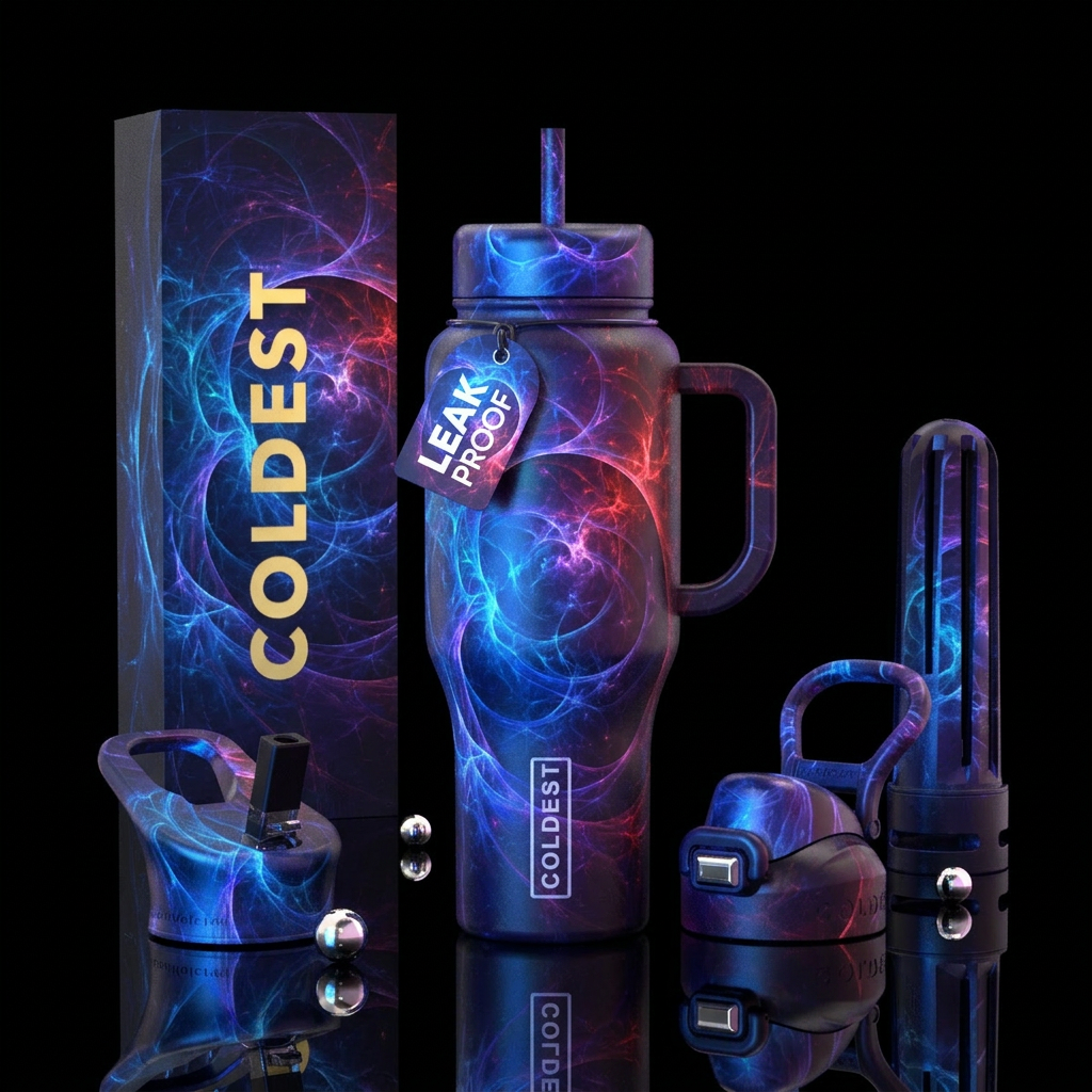 interdimensional, fantasy, glowie, beautiul water bottle design