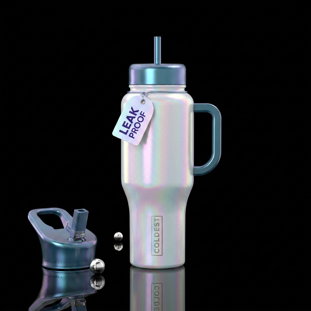 pearlescent, enchanted opal water bottle design