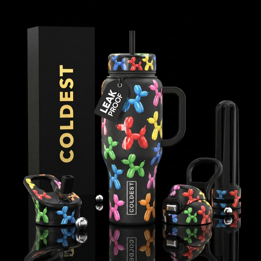Balloon dogs, whimsical, cute water bottle design