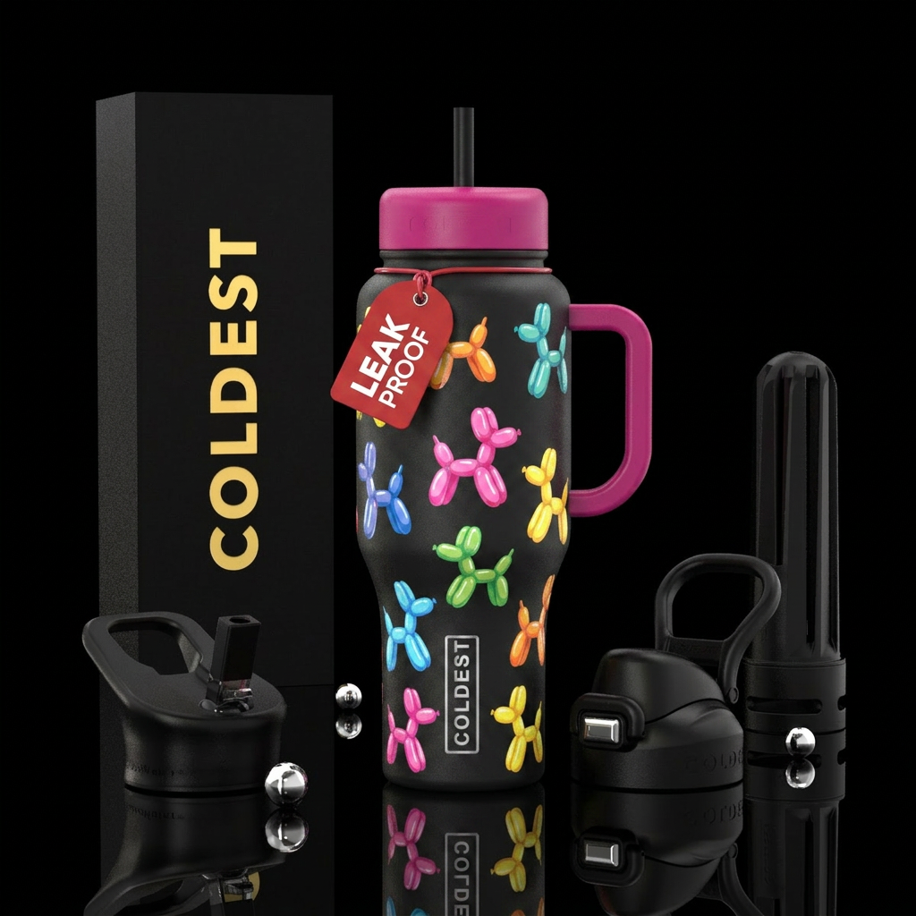 Balloon dogs, whimsical, cute water bottle design