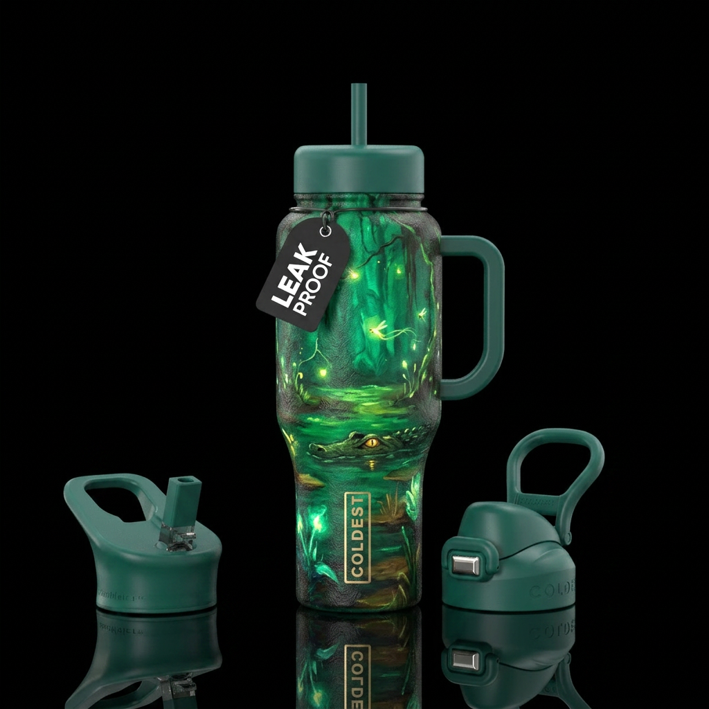 alligator,  swamp,  beautiul, glowie,  night, oil ... water bottle design