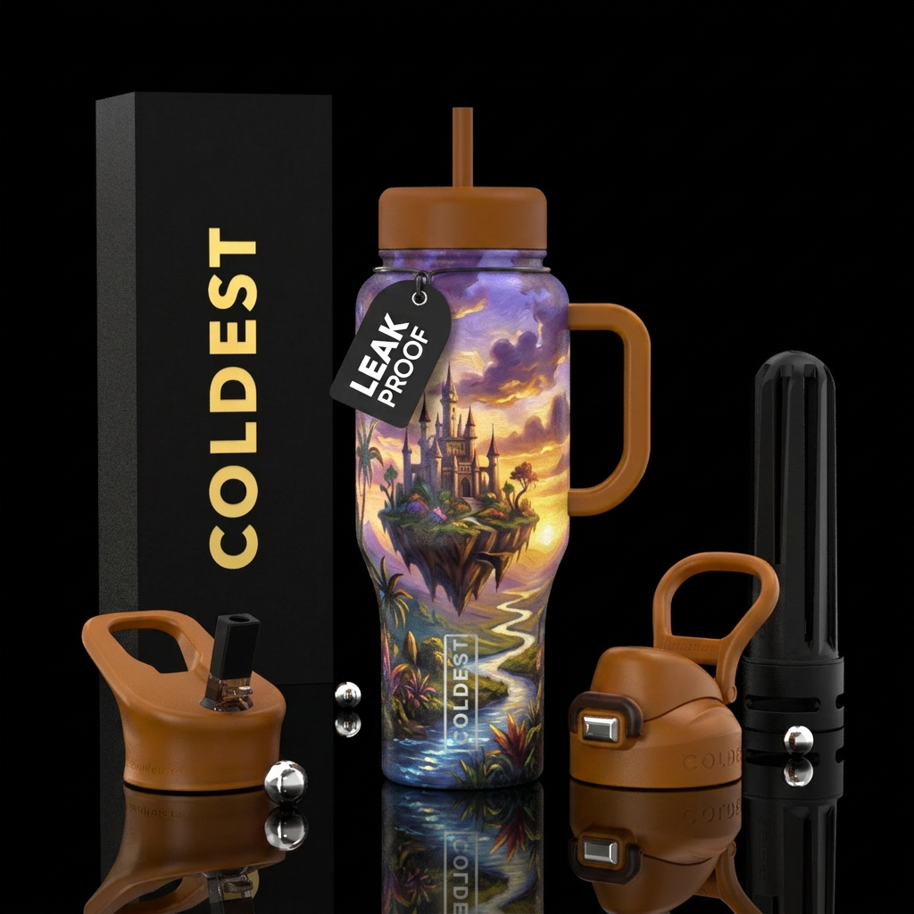 fantasy,, halloween, beautiul, glowie, sunset, oil... water bottle design