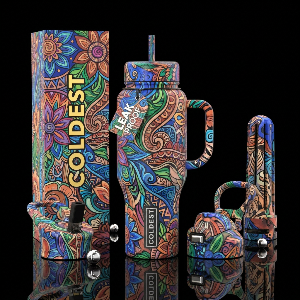 bohemian, painting, abstract,  beautiul water bottle design