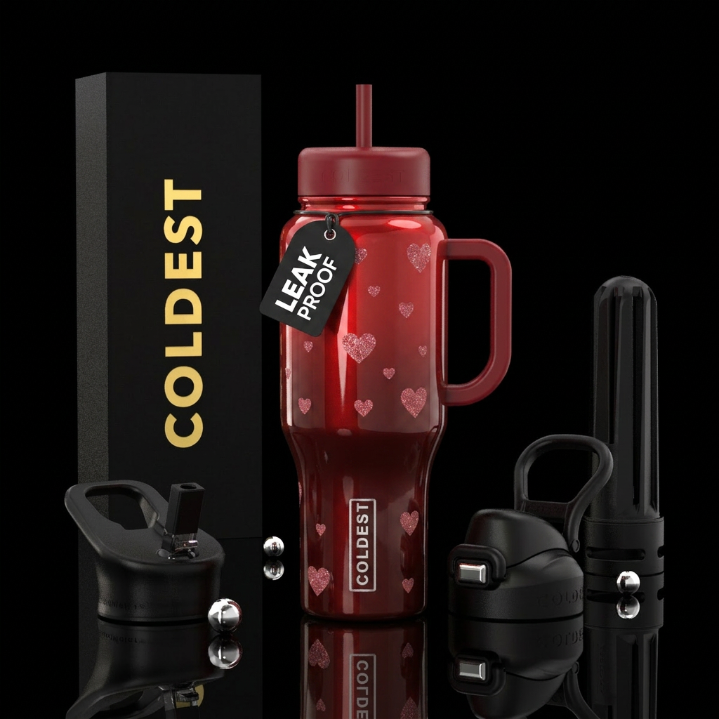 Shiny black and deep red ombre color bottle with s... water bottle design