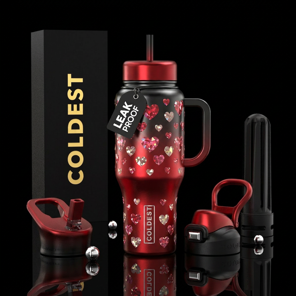 Shiny black and deep red ombre color bottle with s... water bottle design