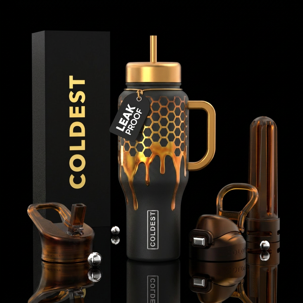 stylistic, honeycomb, beautiul, dripping water bottle design