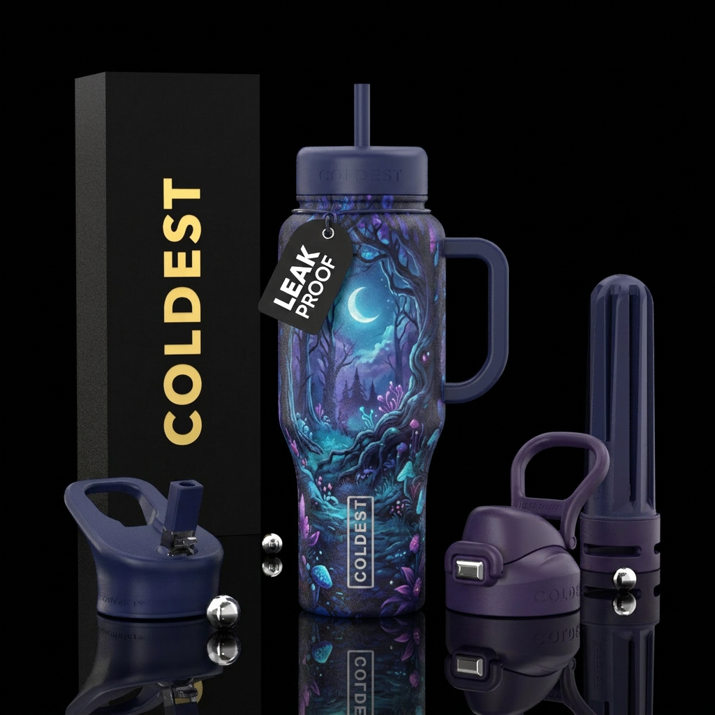 enchanted, moonlit water bottle design