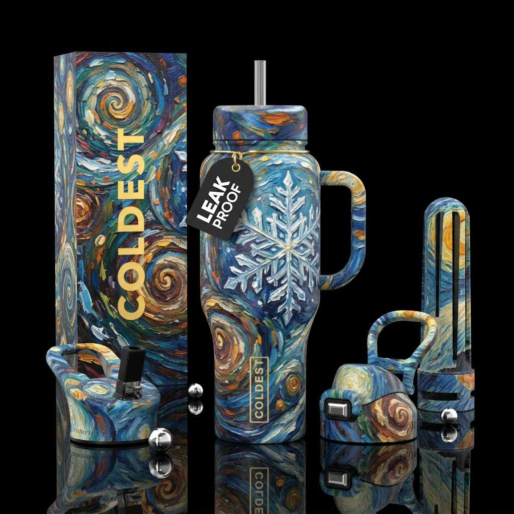 spirals, snowy snowflake, beautiul  wonderland, oi... water bottle design