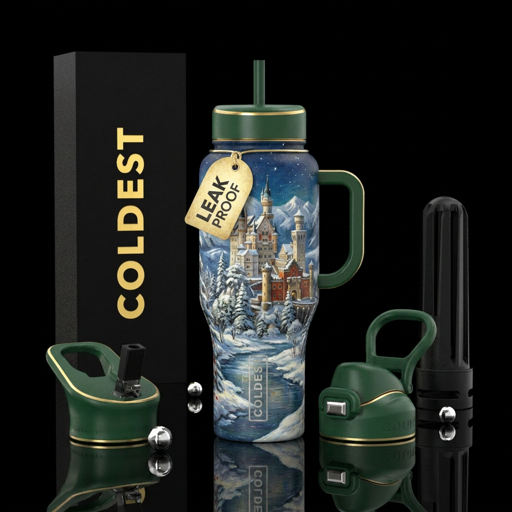 Castle,  Christmas,  winter wonderland,  little co... water bottle design