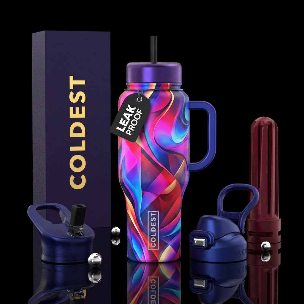 modern, luxurious, abstract,, stylistic water bottle design