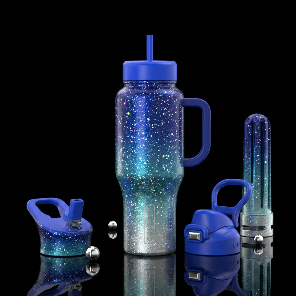 Star dust  glitter,  enchanted,  ombre, dark to li... water bottle design