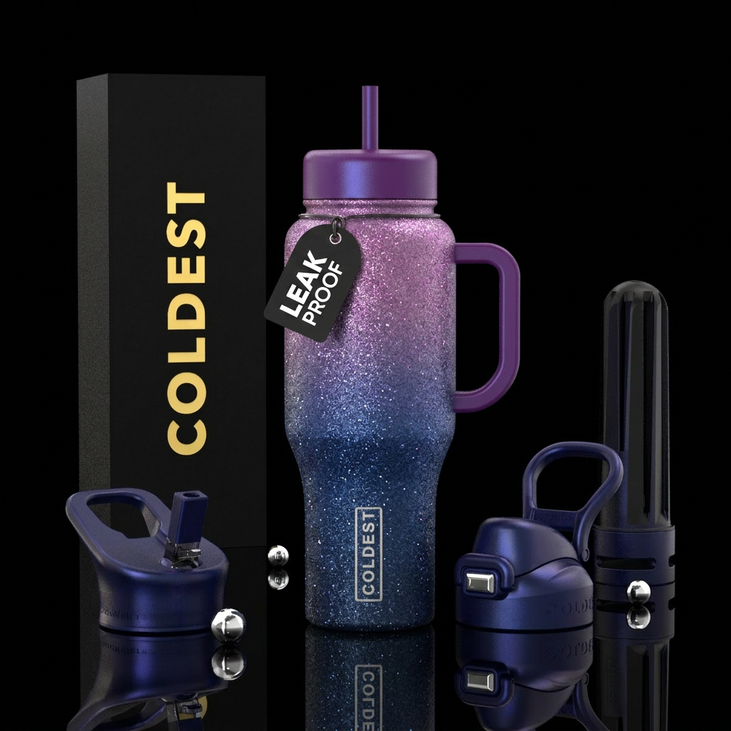 Star dust  glitter,  enchanted,  ombre, dark to li... water bottle design
