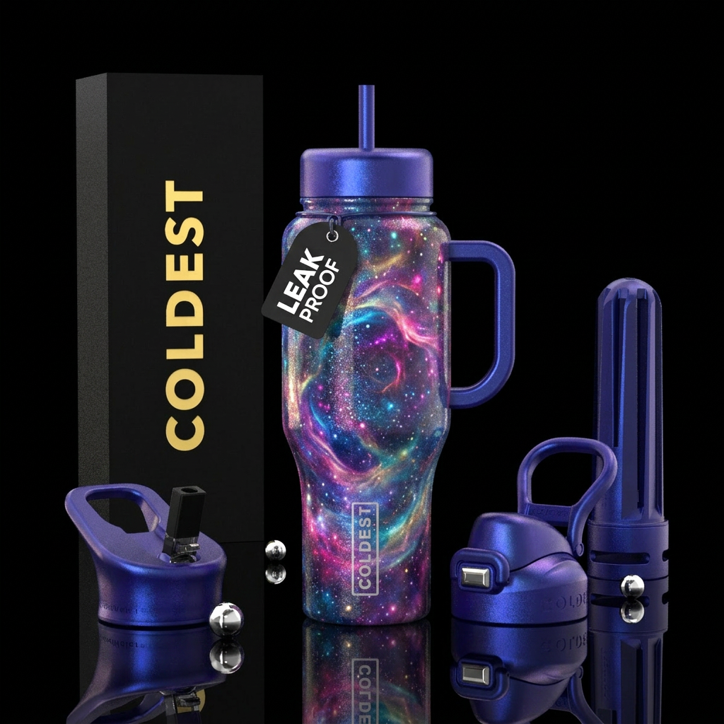 spellbinding, sparkly, glowie, fantasy. Beautiul water bottle design
