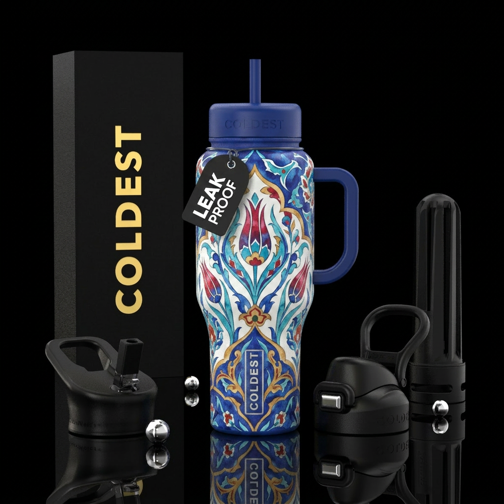 watercolor, turkish, powerful, beautiul water bottle design
