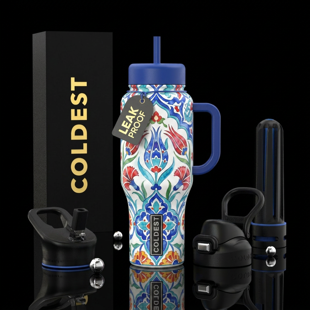 watercolor, turkish, powerful, beautiul water bottle design