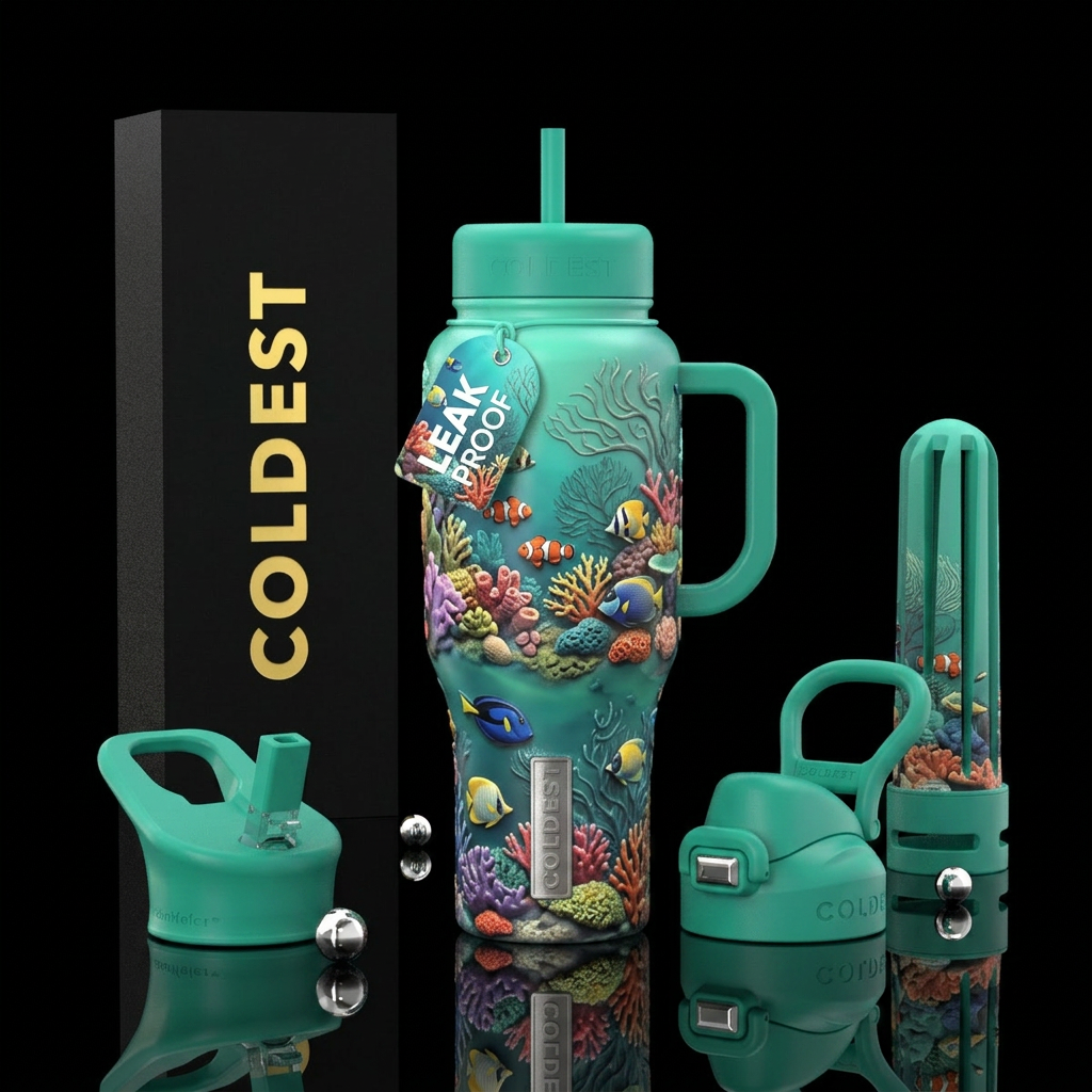 3d model, enchanting, ocean water bottle design