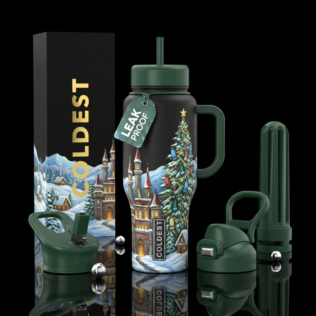 Christmas castle,  winter wonderland,  Christmas t... water bottle design