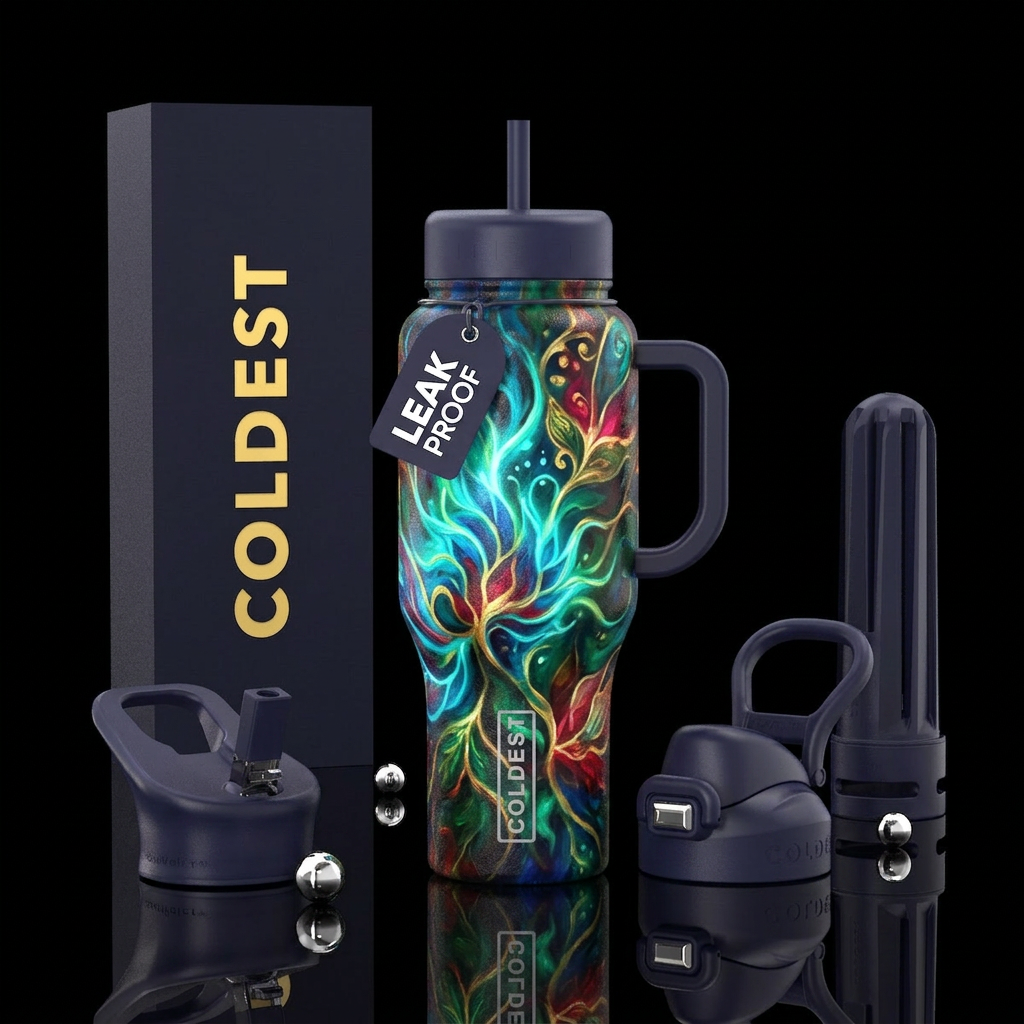 indonesian, beautiul, glowie, oil painted, artisti... water bottle design