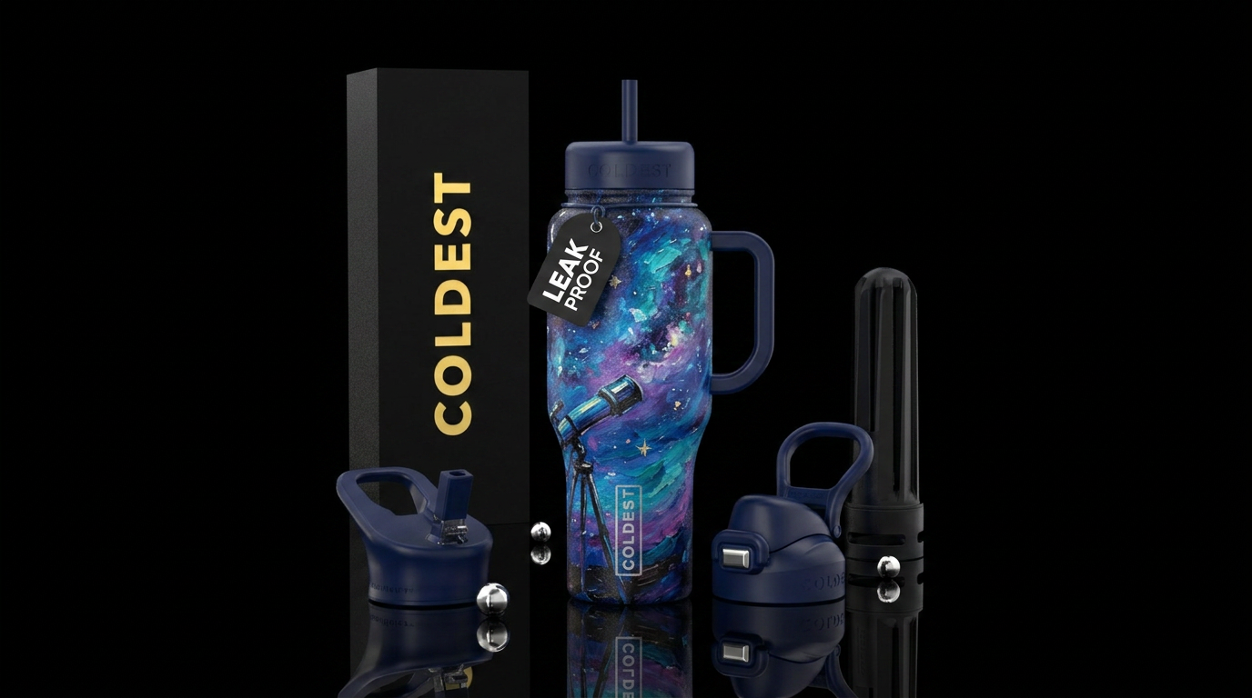 Telescope looking at the night sky , enchanted,  b... water bottle design