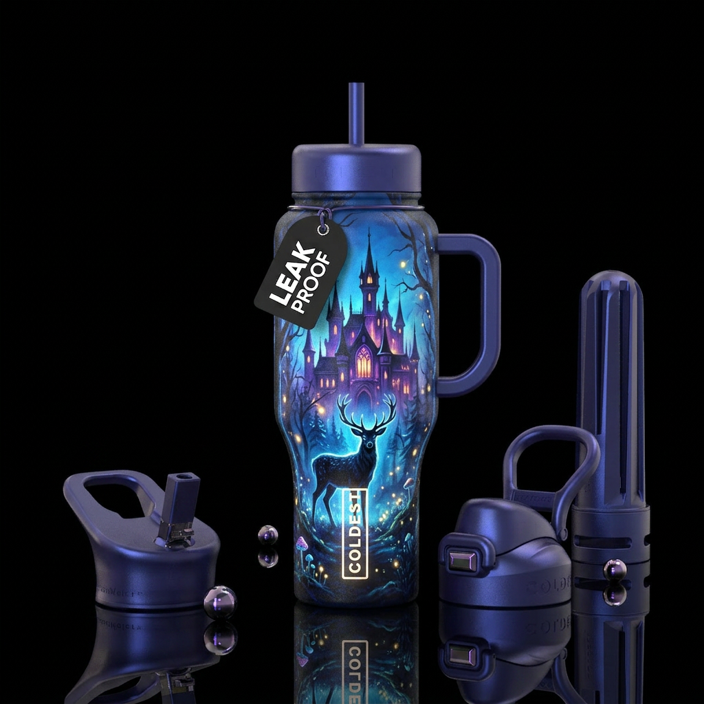 Halloween,  blue hour , glowie,  castle,  beautiul... water bottle design