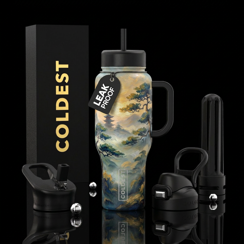 mythical, foggy morning, fantasy, japanese, beauti... water bottle design