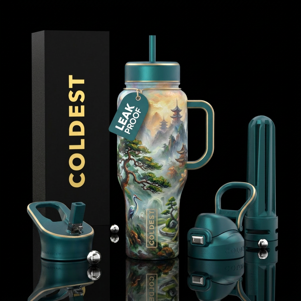 mythical, foggy morning, fantasy, japanese, beauti... water bottle design