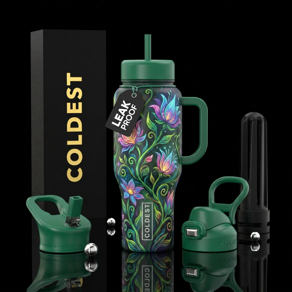 Vines with flowers blooming,, glowie, beautiul,, s... water bottle design