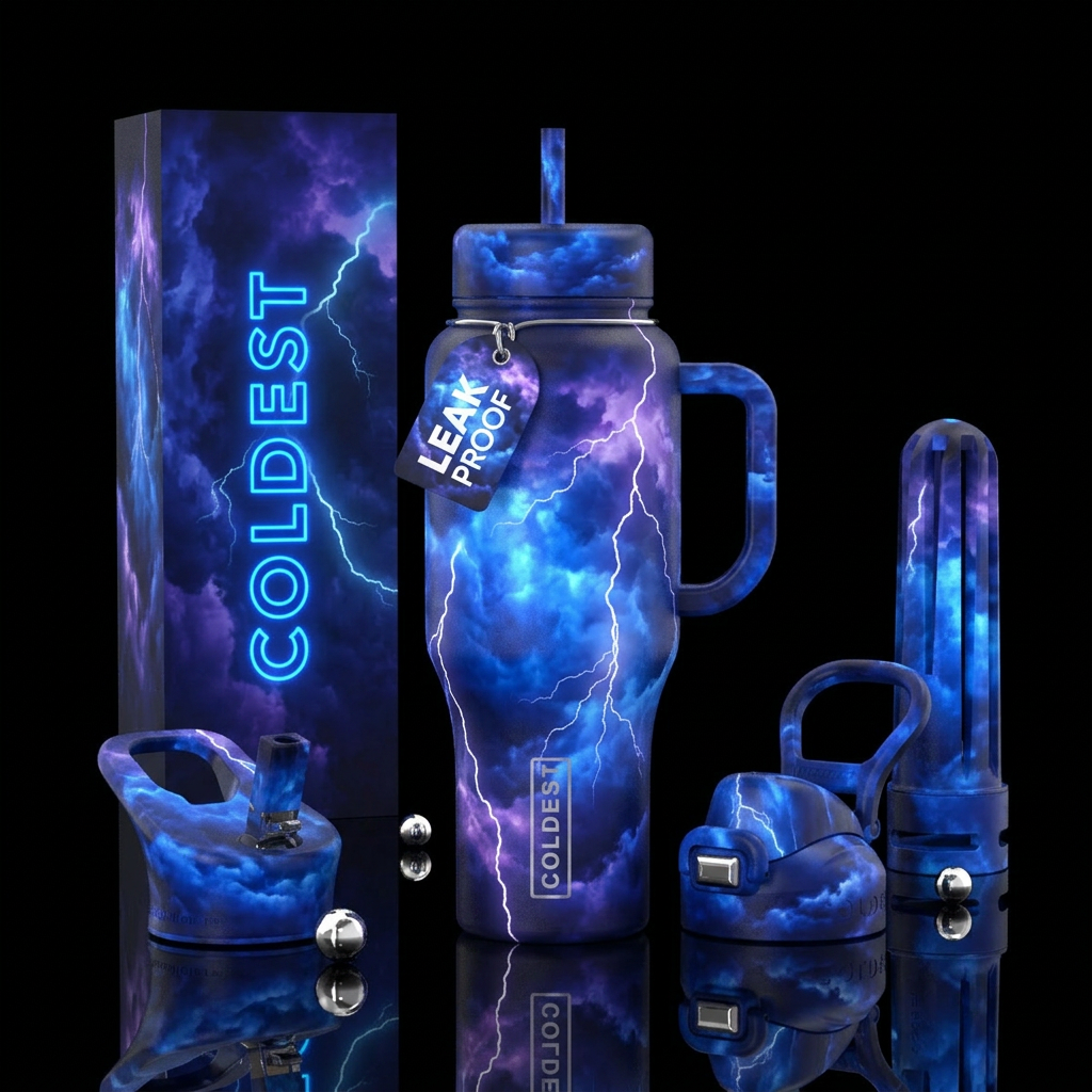 Lighting strikes,  clouds, enchanted,  glowie water bottle design