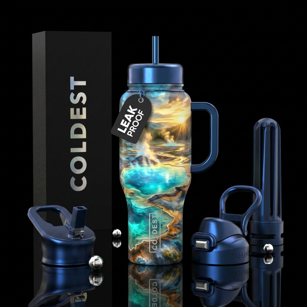hot springs, beautiul, glowie, painting, artistic water bottle design