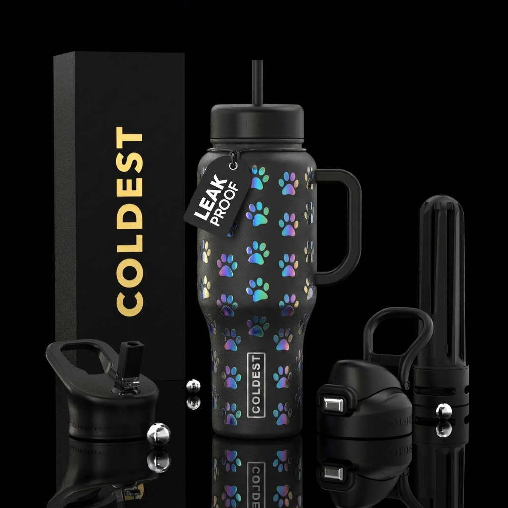 Moonlight baby paws water bottle design