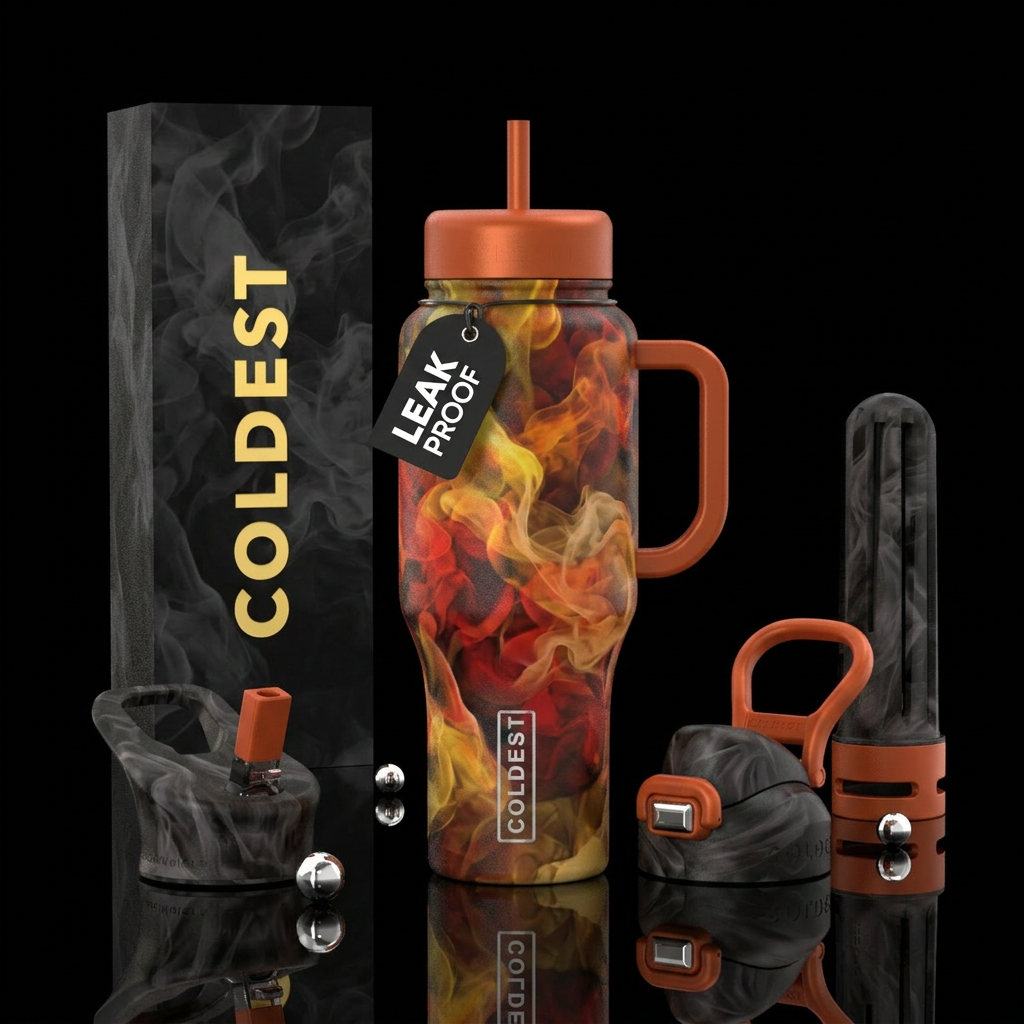 painting, abstract, smoke,, autumn harvest water bottle design
