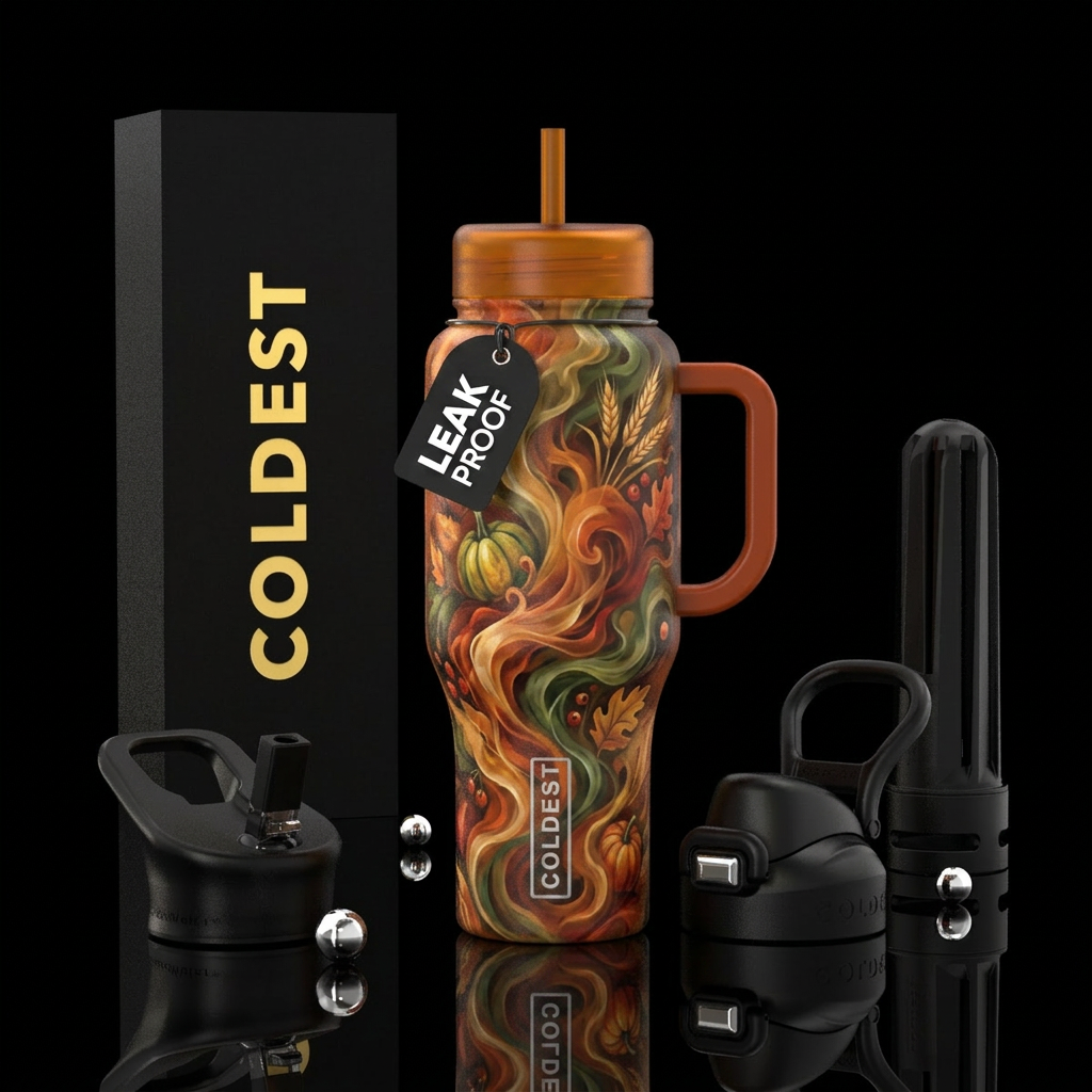 painting, abstract, smoke,, autumn harvest water bottle design