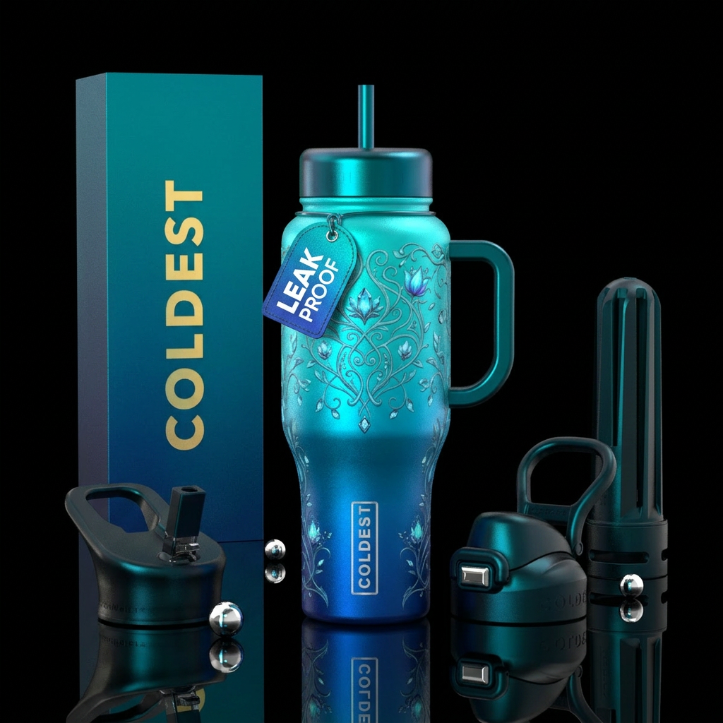 turquoise, fantasy, enchanted,  ombre water bottle design